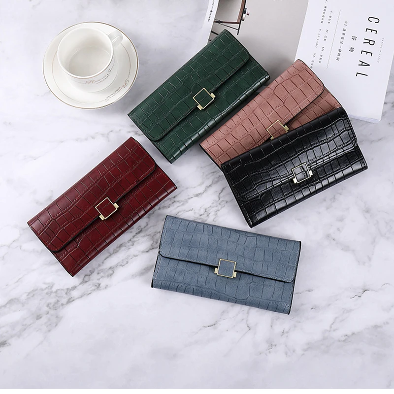 Women's Wallet Long Hand Purse Solid Color PU Ultra-thin Multi-card Slot Large-capacity Wallet Luxury Brand Leather wallet