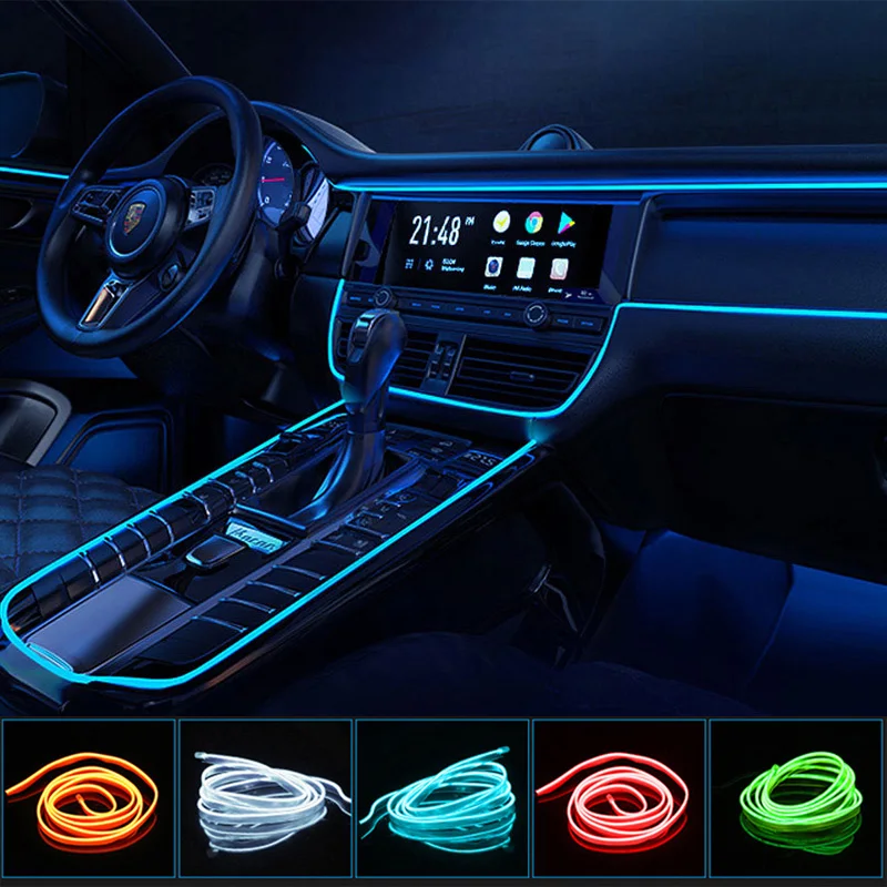 

1X Car Interior Decorative Lamps Strips Atmosphere Lamp Cold Light Decorative Dashboard Console Auto LED Ambient Lights 1/2/3/5M