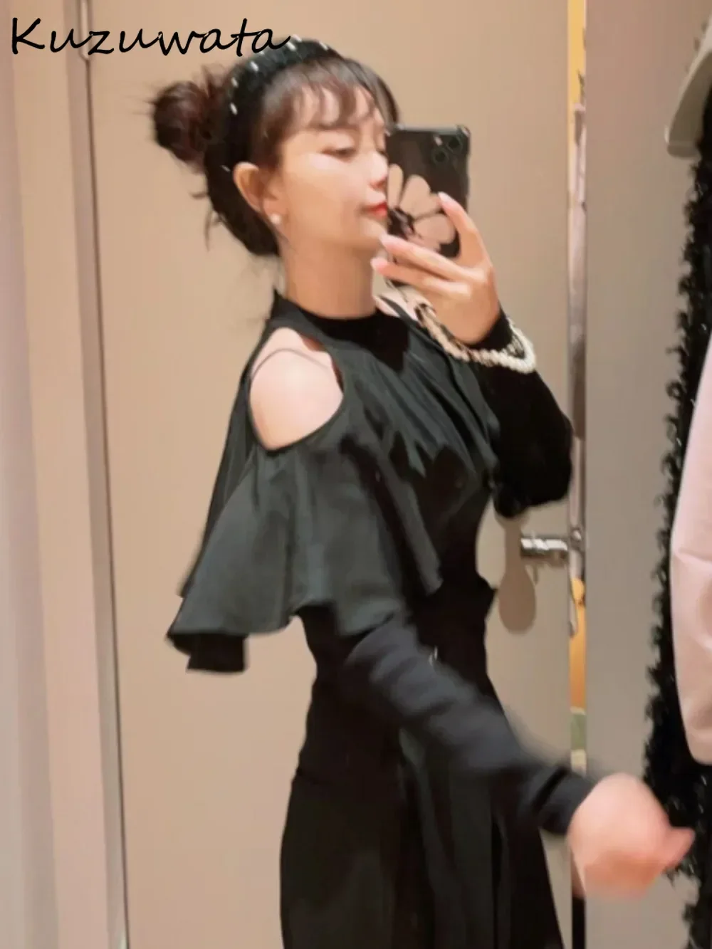 Kuzuwata Literary Pure Desire Wind Французский стиль Вязаная лоскутная вуаль Вязаные свитера с