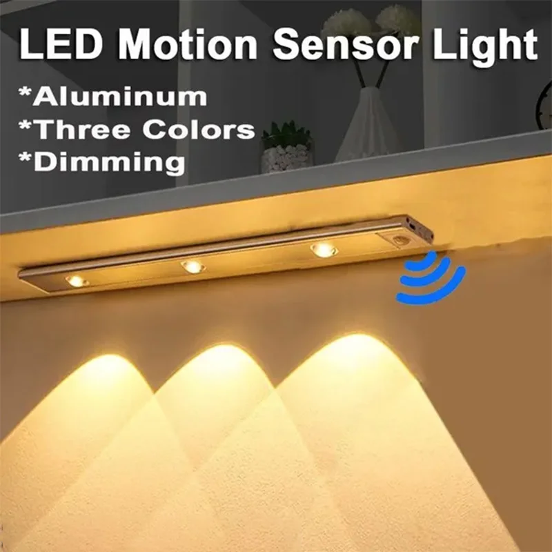 

USB LED Night Light Sensor Wireless Ultra Thin Wine Cooler Light 3 Color For Kitchen Cabinet Bedroom Wardrobe Indoor Lighting