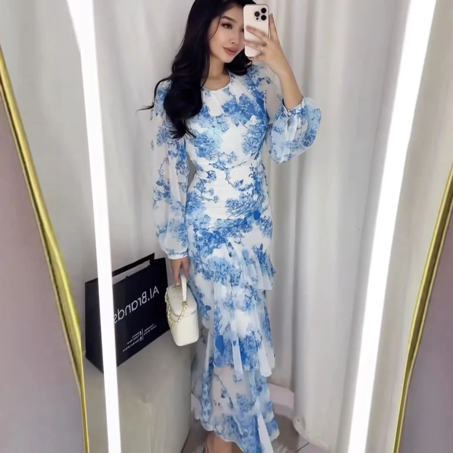 Фото Платья Amazon Fashion с принтом, цветочные, весенне-летние, свободные, повседневные, макси-платья для женщин №1