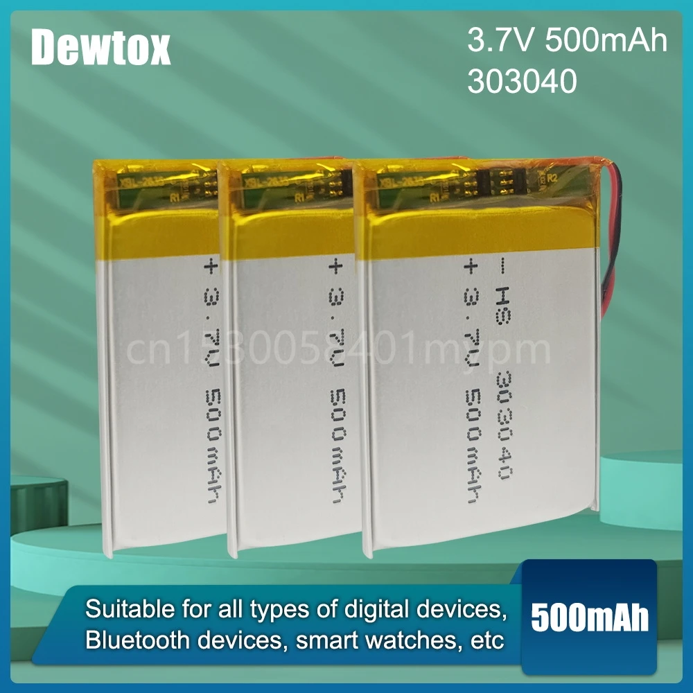 

303040 033040 350mAh 3.7V Lithium Polymer Rechargeable Battery for MP3 MP4 GPS LED Lights Bluetooth Headset Speaker Smart Watch