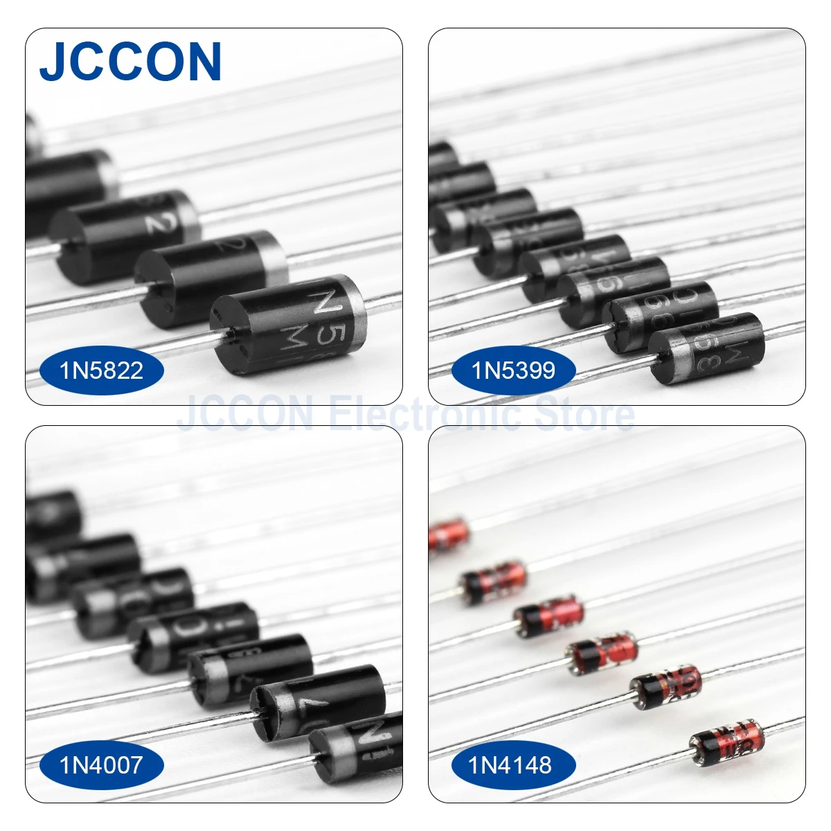 100Pcs 8 Values Schottky Diode Rectifier Diodes Kit 1N4148 1N4007 1N5819 1N5399 1N5408 1N5822 FR107 FR207 Fast Switching Diode