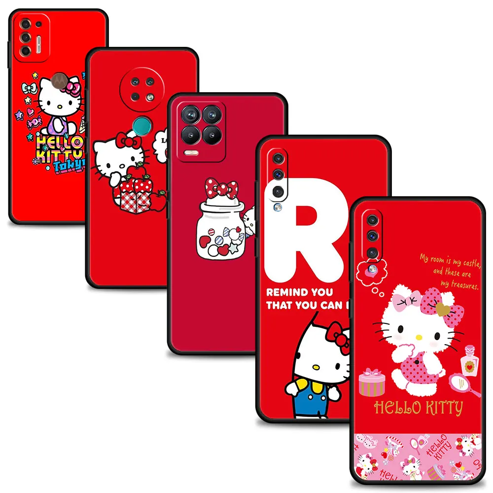 

Phone Case for Motorola G30 G60 G71 G200 One Fusion Edge S30 X30 G9 Play Plus for Nokia X100 X10 G21 Cover Hello Cat