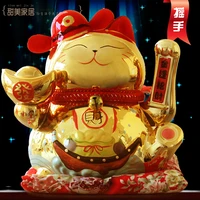 genuine gold japan lucky cat hand oversize ceramic ornaments shop opened 9 inch holiday gifts