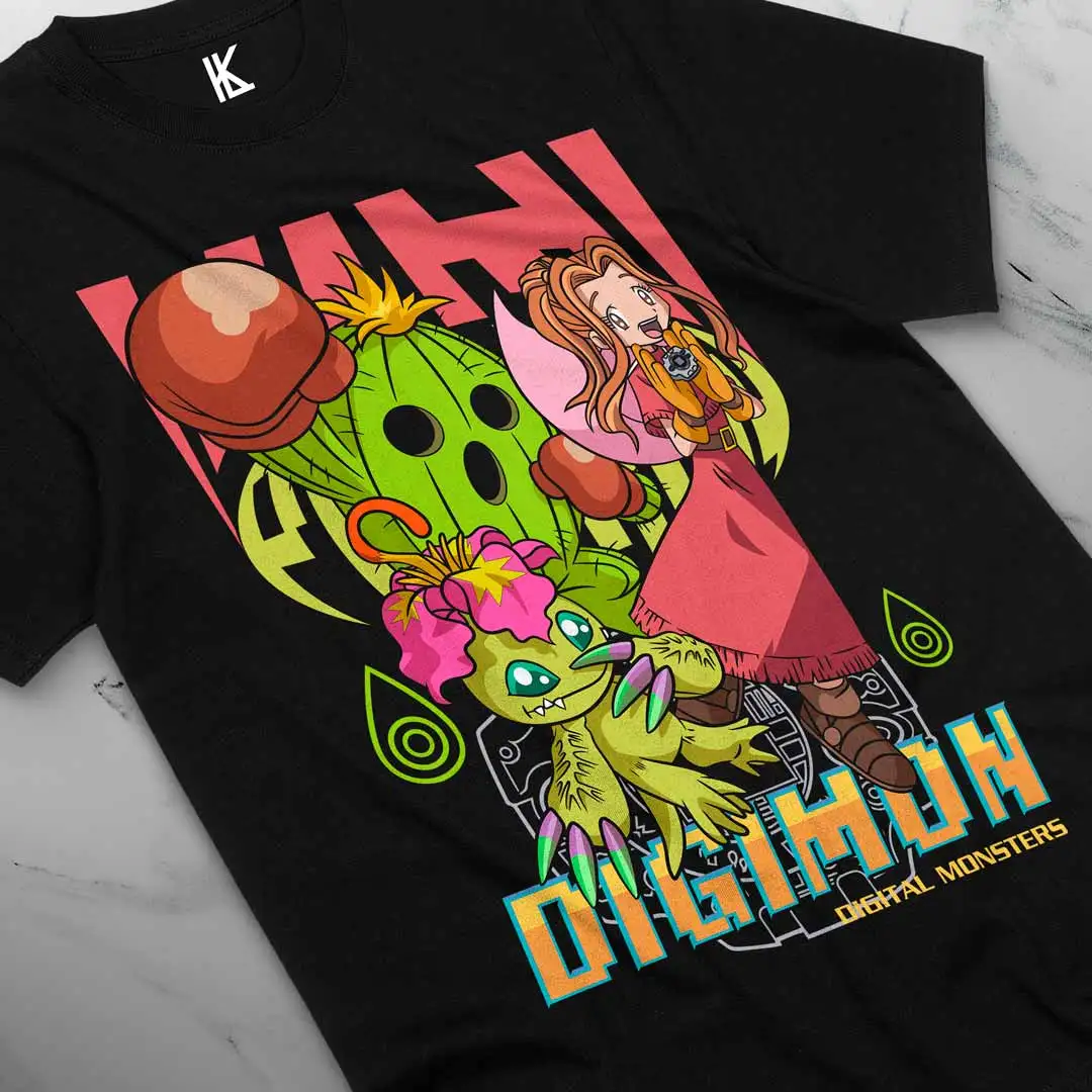 Mimi Y Palmon Digimon Приключения футболка Guilmon аниме рубашка все размеры хлопок