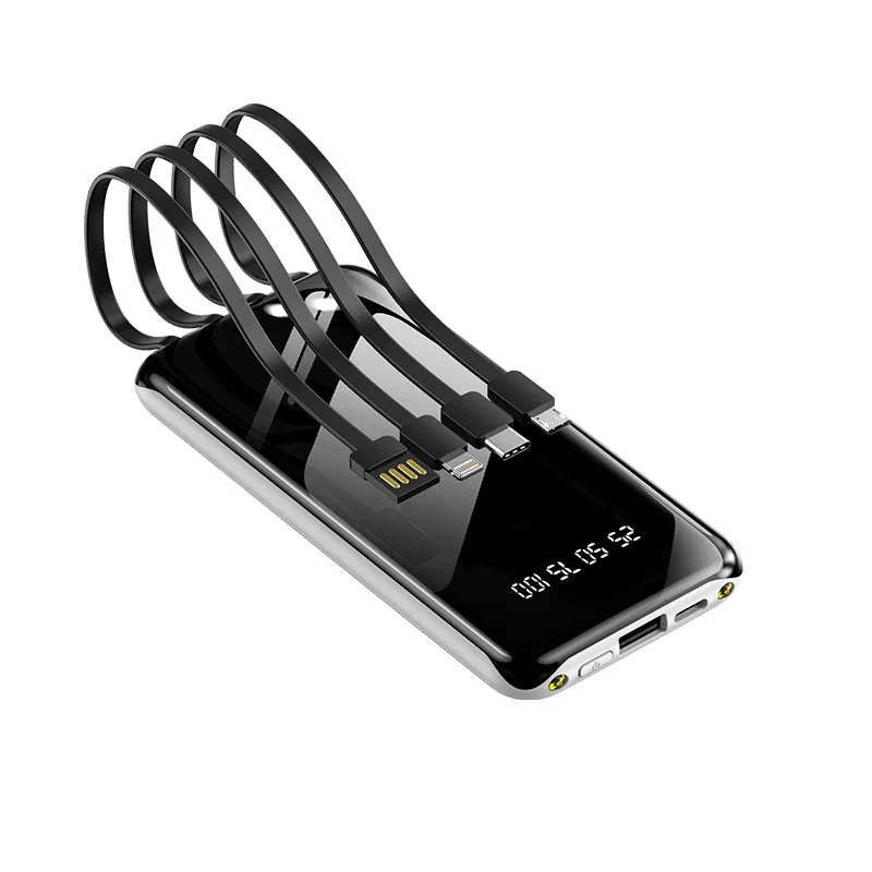 

With Four-Wire Power Bank Large Capacity M20000 Universal Fast Charging Mirror with Cable Mobile Power