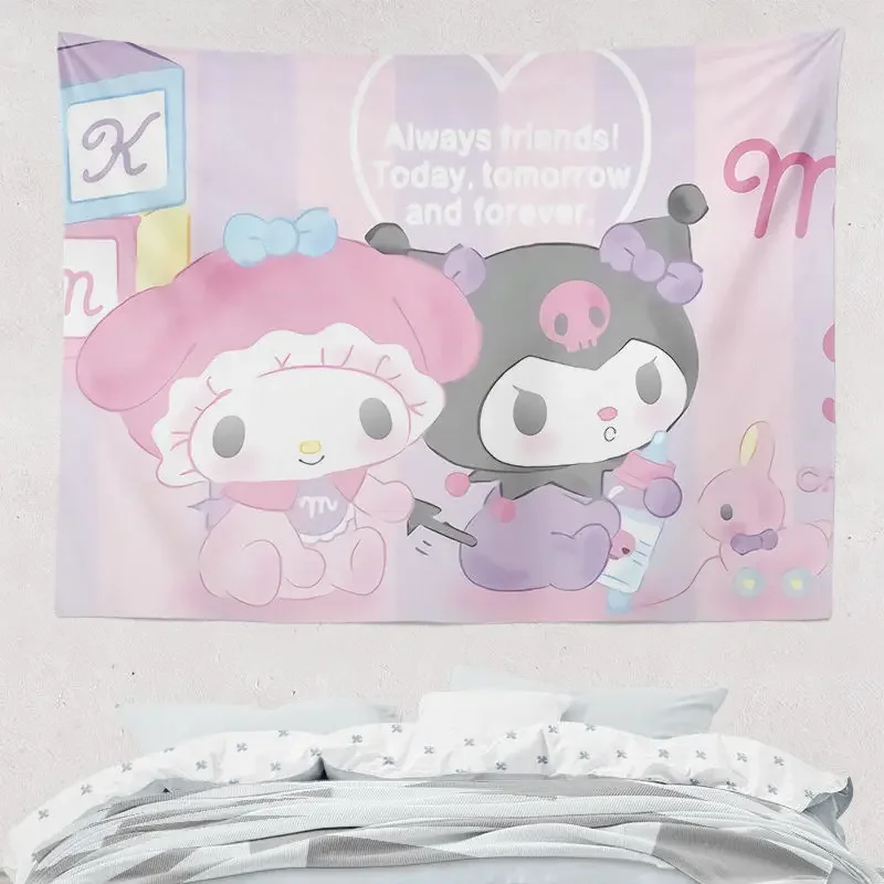 Kuromi Melody Cinnamoroll Kawaii гобелен с героями мультфильмов настенные подарки для девочек