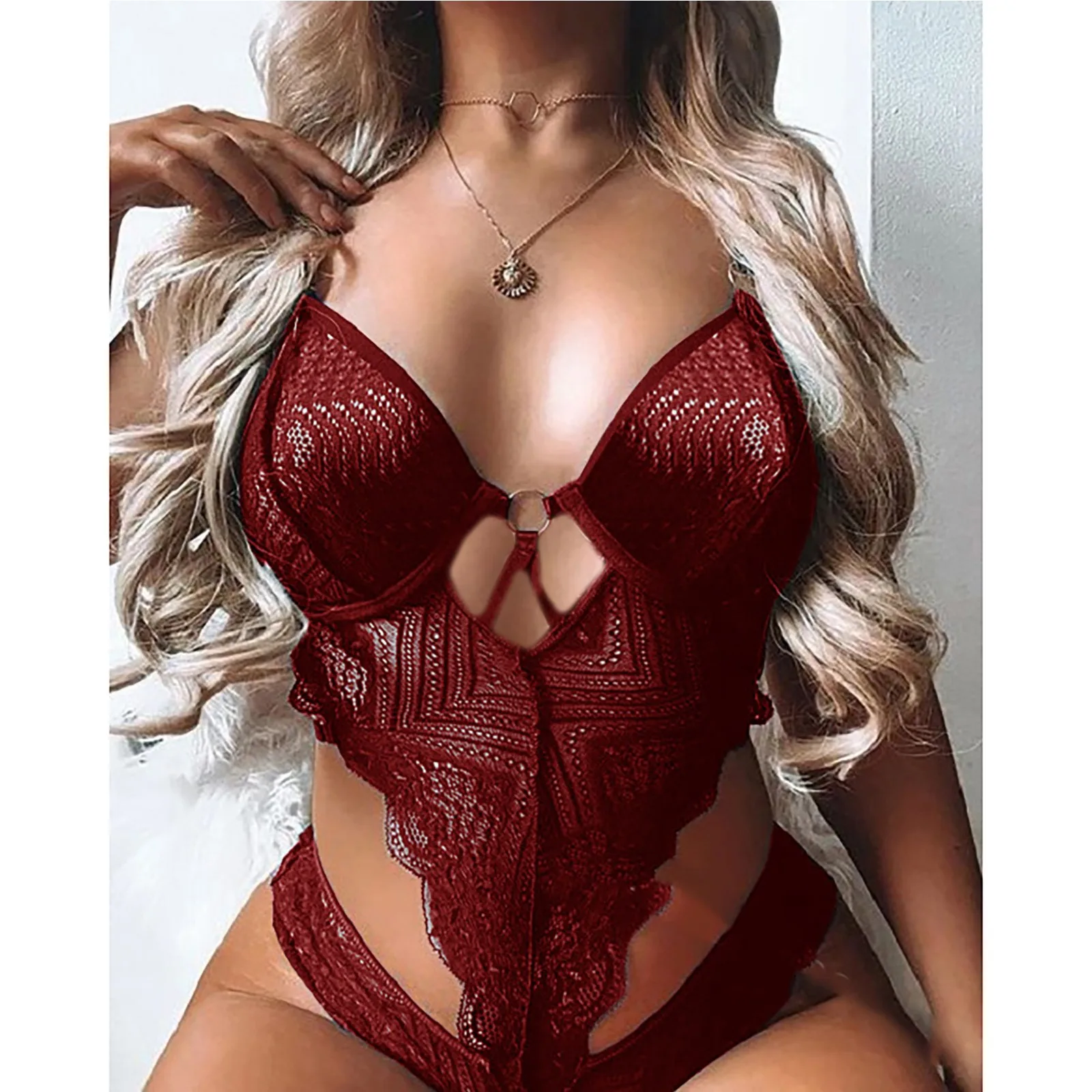 Нижнее Белье для секса 18 цельное Женское кружевное Сексуальное пижама с глубоким
