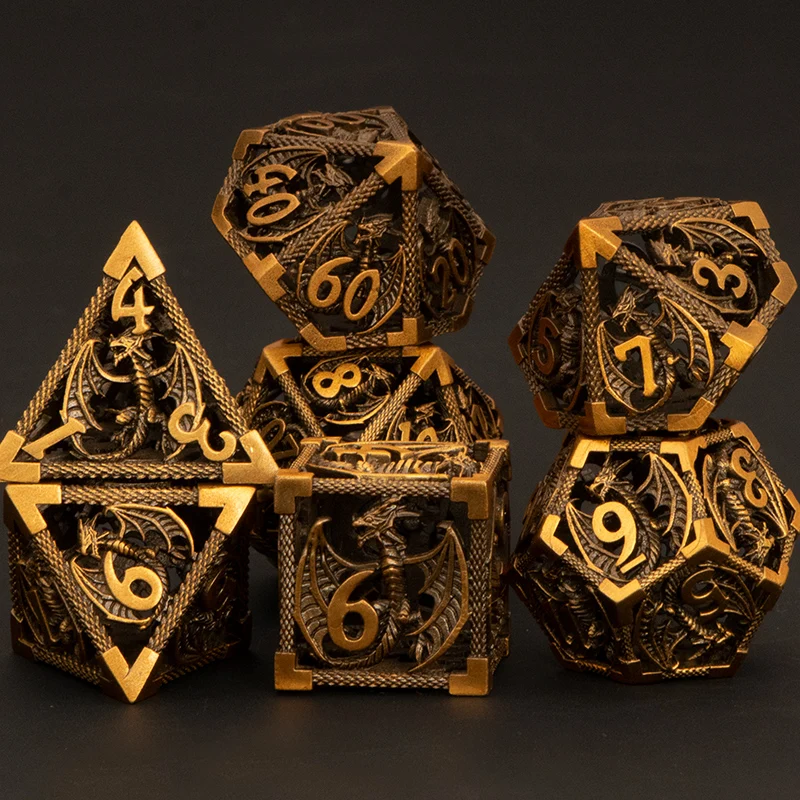 

Hollow Metal Dnd Gold Dice Set Dungeon And Dragon RPG Polyhedral Table Role Playing Games D20 D12 D10 D8 D6 D4 Dice