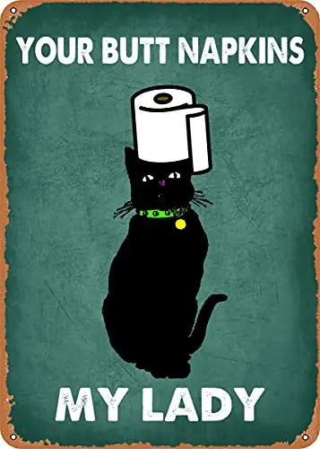 

Butt Napkins CAT Teal Vintage Look Metal Sign Patent Art Prints Retro Gift 8x12 Inch