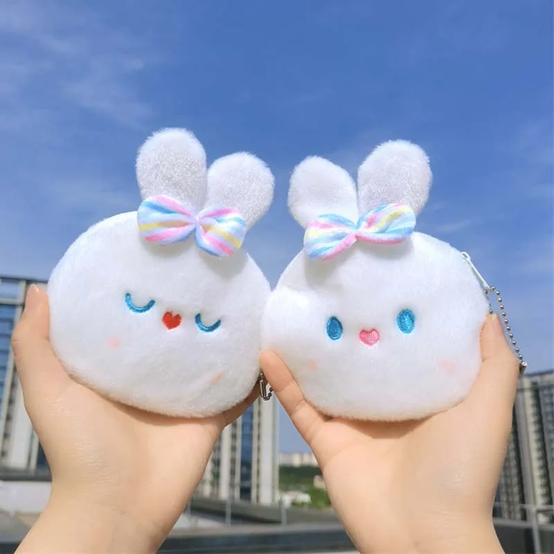 

Лидер продаж, милый мультяшный белый кролик, Детская плюшевая Сумочка для монет, кошелек на молнии, кошелек для детей, девочек, женщин, для по...