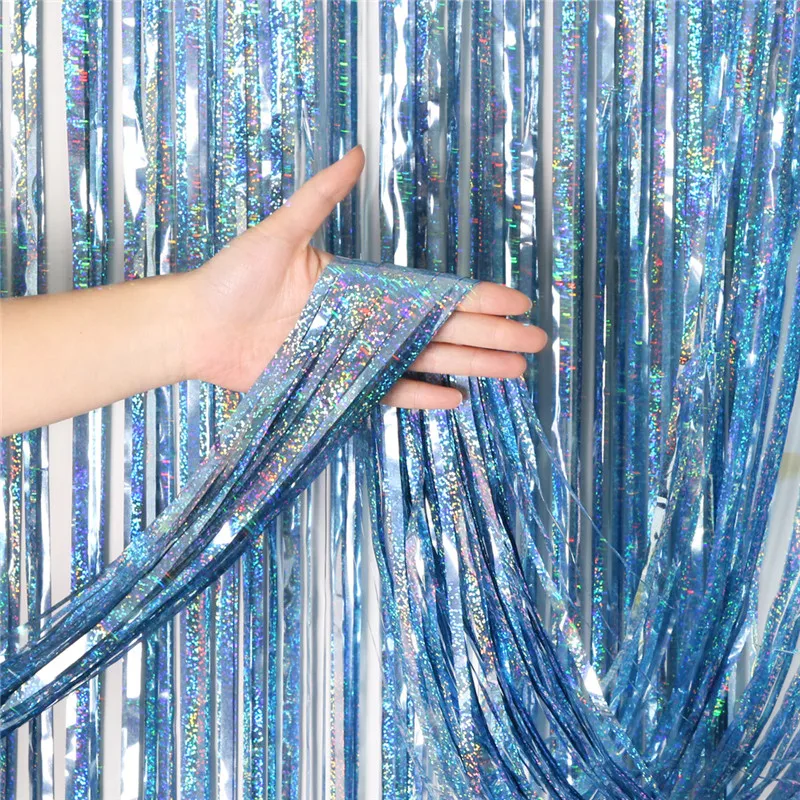 

Bachelorette Party Backdrop Curtain Glitter Blue Tinsel Fringe Foil Curtain Birthday Wedding Decorations Adult Anniversary Decor