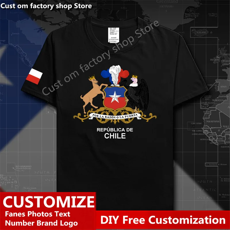 

Chile Country Flag ​T shirt DIY Custom Jersey Fans Name Number Brand LOGO Cotton T-shirts Men Women Loose Casual Sports T-shirt