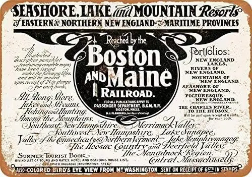 1903 Bosn nd Mne Rlrod Metl Tn Sgn Ретро Vntge для дома и Br Wll Декор 8 &quot12&quot