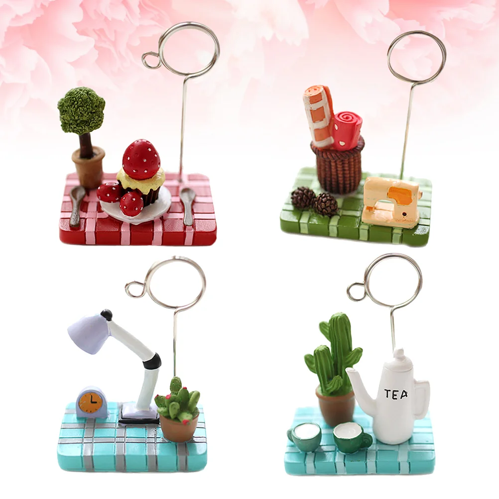 

4 PCS Memo Folder Desktop File Holder Clip Memorandum Note Clamp Table Decoration
