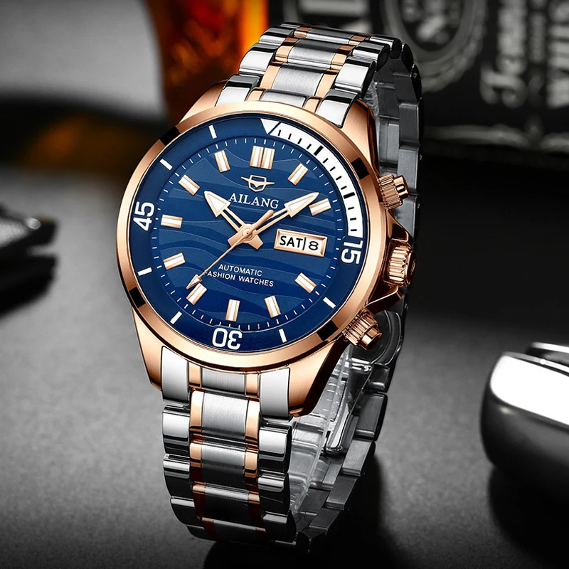 AILANG 2022 New Business Fashion Mens Watches Luxury Automatic Full Steel Classic Waterproof Full Steel Clocks Mechanical Watch