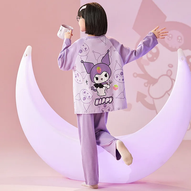 

Kawaii аниме Sanrio Cinnamoroll My Melody Kuromi осенние пижамы для родителей и детей мультфильм хлопок Круглый вырез длинный рукав Домашняя одежда