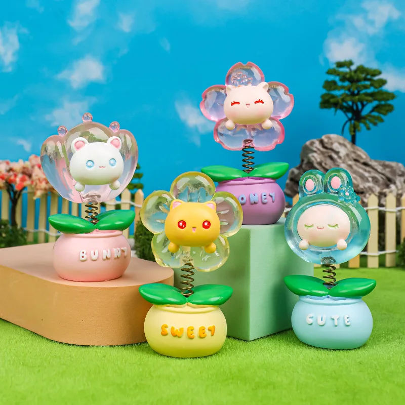 

Маленькие украшения в горшке с цветами, симпатичное прозрачное украшение для стола, украшения для автомобиля, украшения с вибрирующей голо...