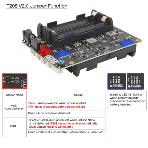 Плата управления питанием NVIDIA Jetson Nano T208 с 6 ячейками, 18650 UPS (макс. 5,1 В 8a) и обнаружением потери мощности переменного тока и безопасным отключением