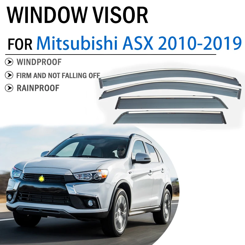 FOR Mitsubishi ASX 2010-2019 Window Visor Deflector Visors Shade Sun Rain Guard Smoke Cover Shield Awning Trim Car Accessories