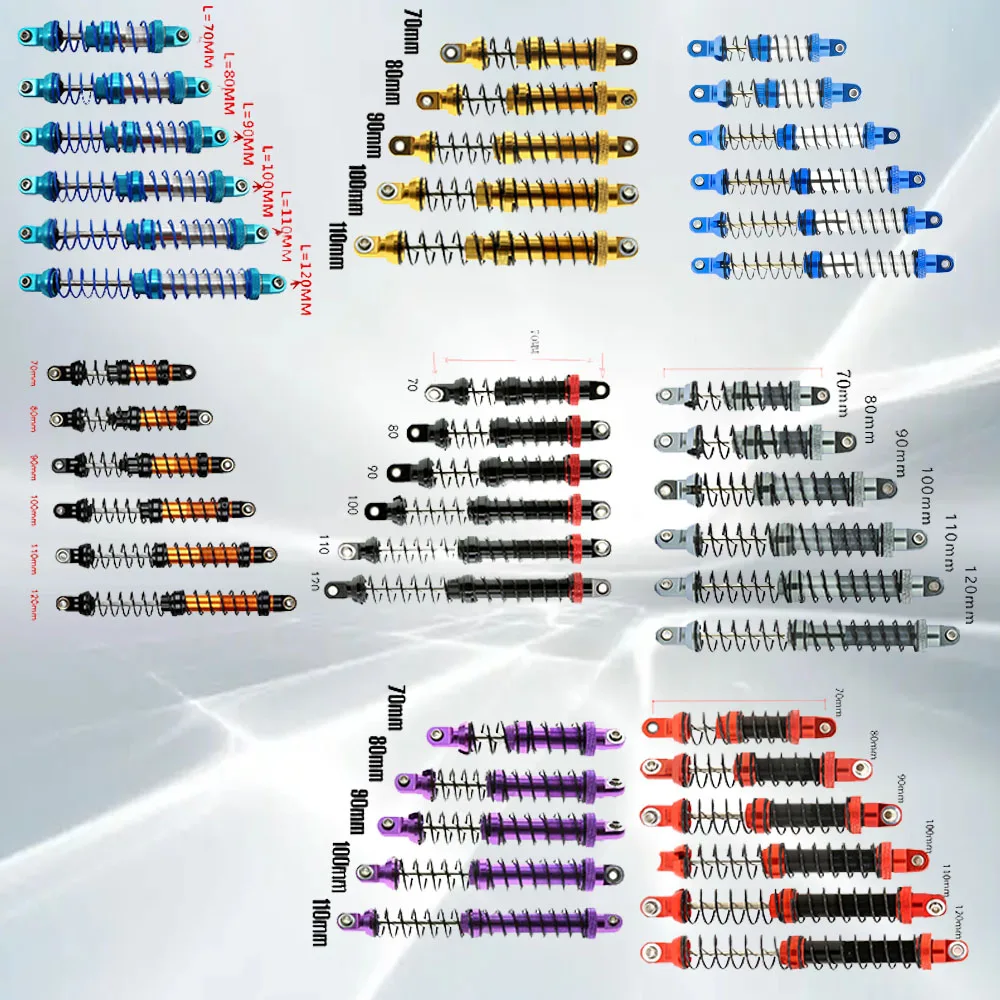 

Metal oil shock absorber Double section spring shock absorber trx4 scx10 90046120/110/100/90/80/70mm for 1 / 10 climbing car