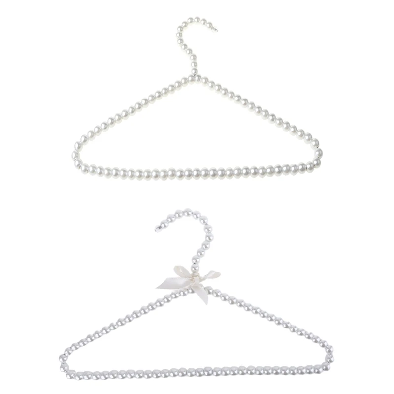 

2023 New Plastic Imitation Pearl Clothes Hanger Bow Dress Coat Storage Organizer Dry Rack