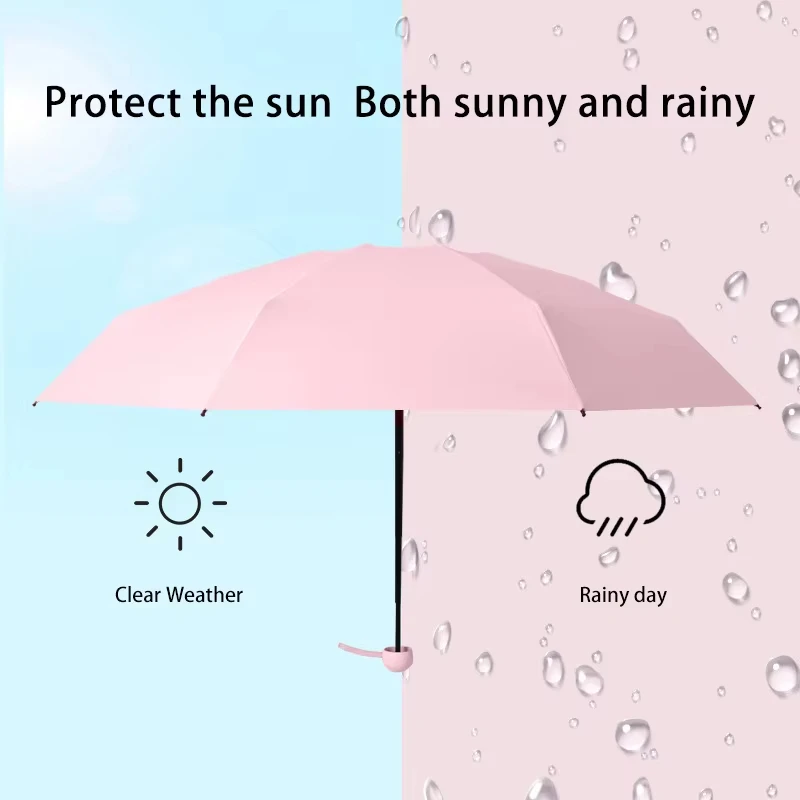 Мини-складной зонт портативный солнцезащитный от солнца дождя черная резиновая