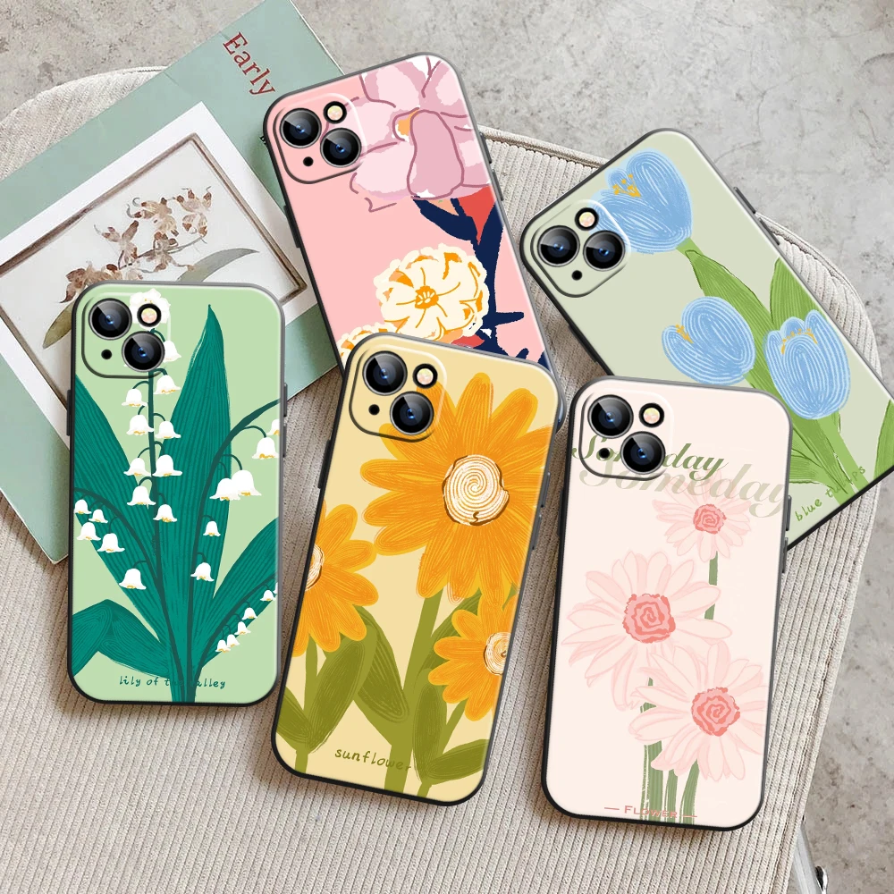 

Модный Роскошный чехол для телефона с цветами для iPhone 13 11 Pro 12 Mini MAX X XR XS 8 7 Plus 6 6s SE 2020, силиконовый мягкий чехол