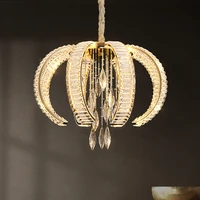 gold round postmodern luster crystal chandelier for living room bedroom atmospheric crystal ceiling living lamp