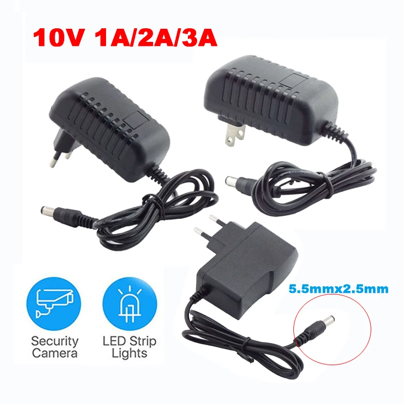 

10V 1A 2A 3A AC DC Adaptor 5.5mm-2.5mm Universal Power Adapter Supply Charger 1000mAh 3000mAh 2000mAh