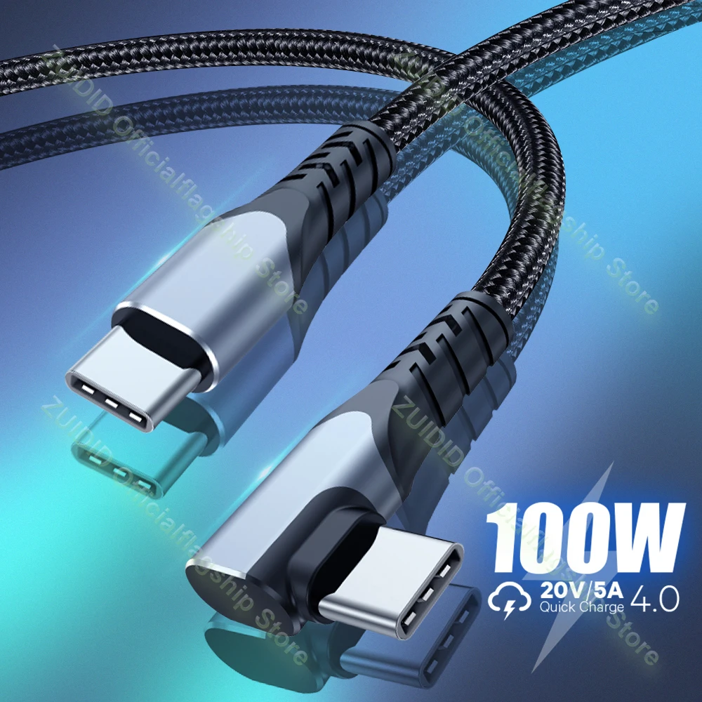 

Quick Charge 4.0 USB C to Type C Cable PD100W 5A QC3.0 Type C Fast Charging Data Cord for MacBook Pro Huawei Samsung Xiaomi 1/2M