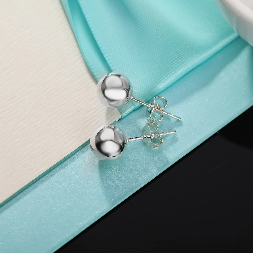 Серьги из серебра 925 пробы, корейские модные изысканные бусины Будды 8 мм для женщин, украшение, новый бренд 2022 (art.: 3920bd65404c2) - 3920bd65404c2