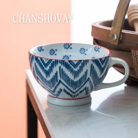 chanshova 400ml high capacity hand painted ceramic coffee mug teacup china porcelain breakfast cup milk mugs coffee cups c044