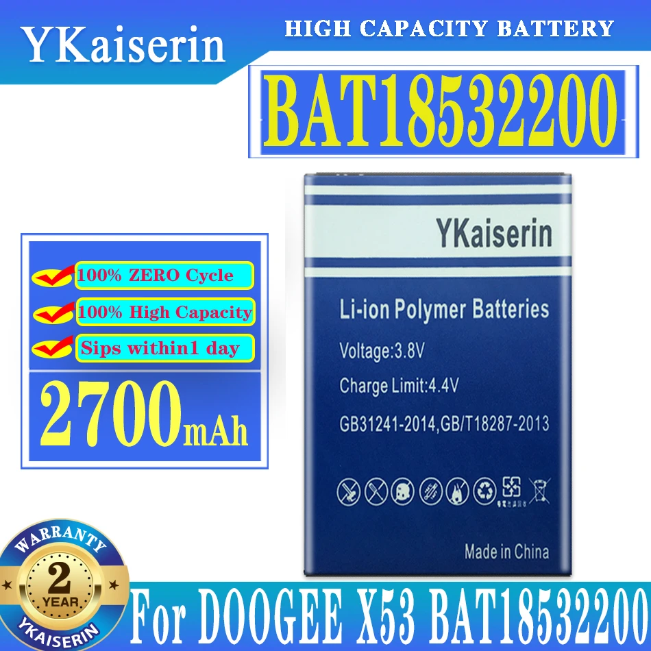 

YKaiserin Mobile Phone Battery for DOOGEE BAT18532200 Battery 2700mAh Long Standby Time for DOOGEE X53 X 53 Mobile Batteria