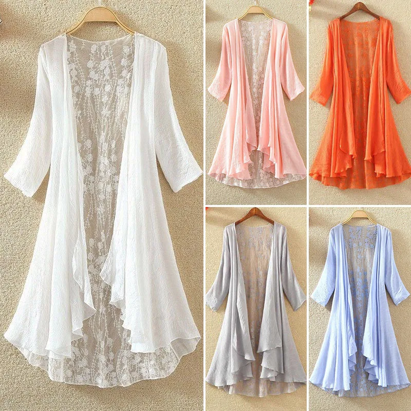 

2023 New Women Hollow Out Cardigan Batwing Sleeve Chiffon Jacket Short Coat Plus Size Thin Summer Sunscreen Clothings