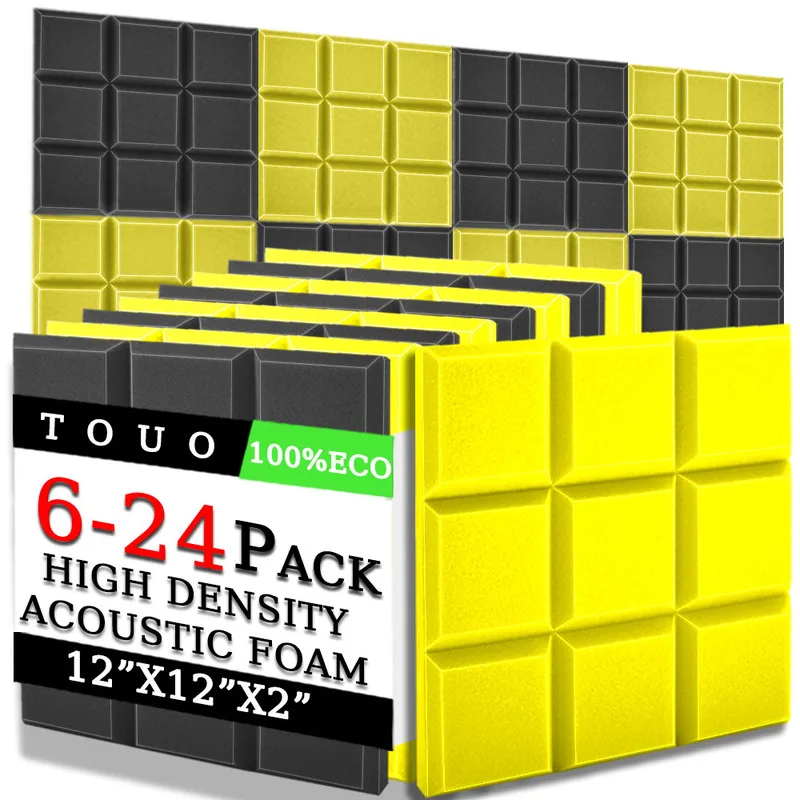 Акустическая пена TOUO 6/12/24 шт. 9-блоковая плитка со скошенными краями