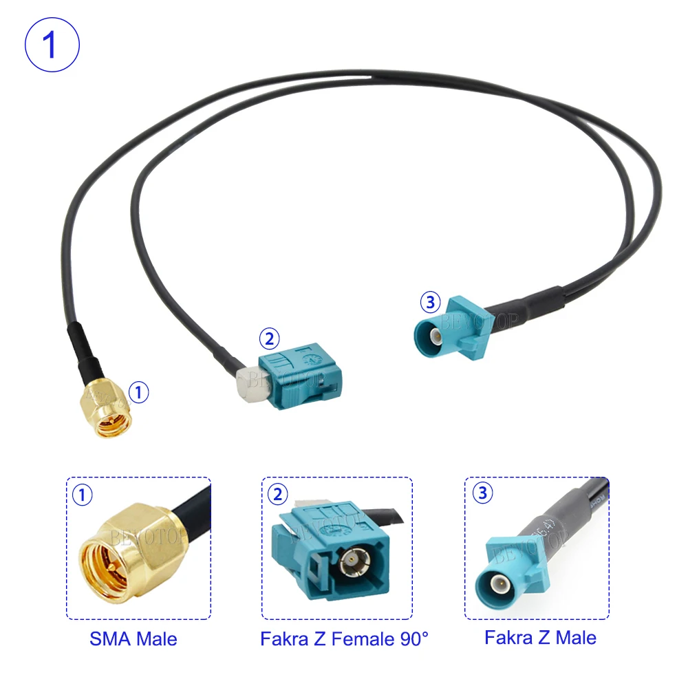 RG-174 Fakra Z штекер к 1 * гнездо и SMA сплиттер Y-образный RG174 RF коаксиальный кабель для