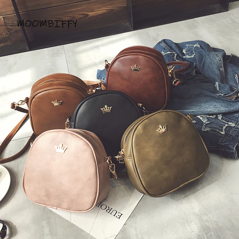 

New Shoulder Bag Fashion Handbag Phone Purse Imperial Crown Pu Leather Women All-match Retro Small Shell Crossbody Bag Bolsos