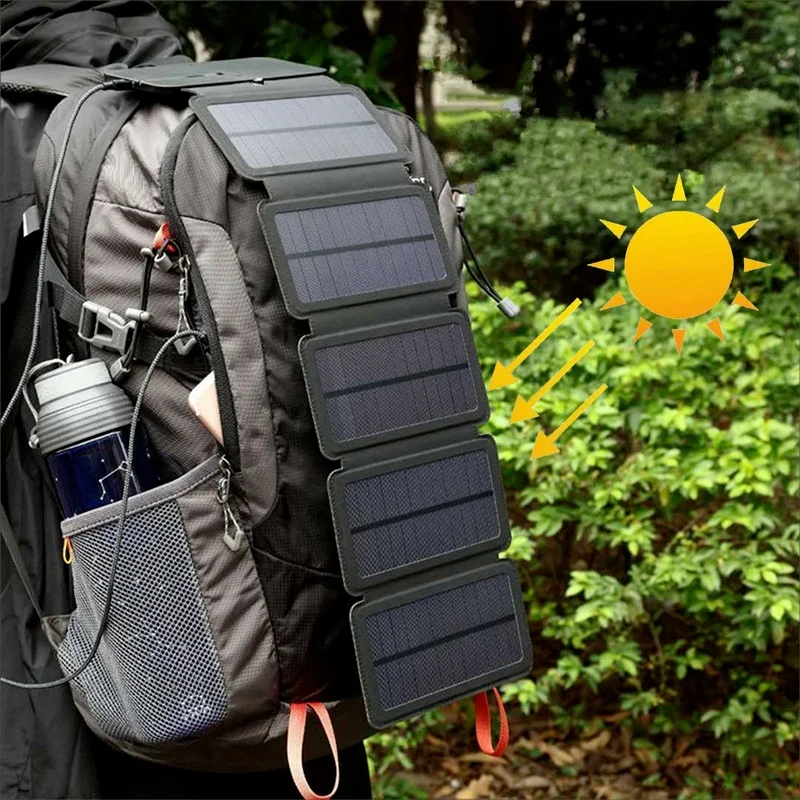 

Folding 10W Solar Cells Charger Portable 5V 2.1A USB Output Device Solar Panels Kit Outdoor Survive Tools for Smartphones Power