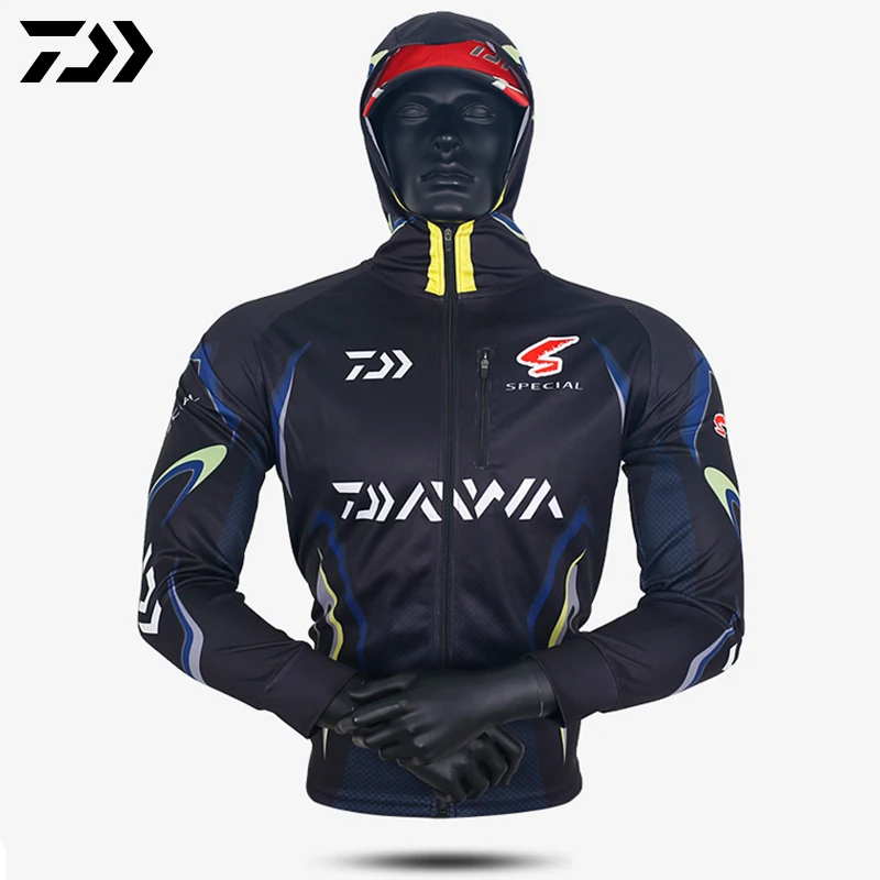 

Summer A Fishing Hooded Men Breathable Sun Protection Fishing Jersey Outdoor Anti-UV Quick Drying Sunscreen Fishing Shirts