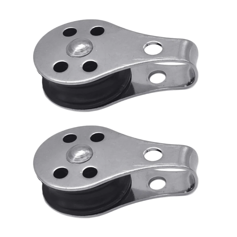 

Y1UD 2x Pulley Single Wheel Load Bearing Swivel Lifting Rope Pulley Stainless Steel