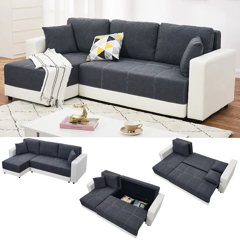 Panana L Shaped Corner Sofa Bed With Storage Settee Couch Recliner Fabric sectional Adjustable For Living room Office |