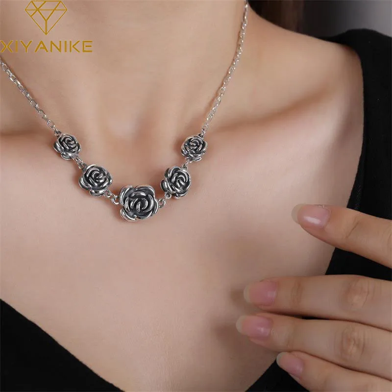 

DAYIN Korean Retro Rose Necklace For Women Girl Clavicle Choker New Fashion Jewelry Ladies Birthday Gift Party Collier Femme