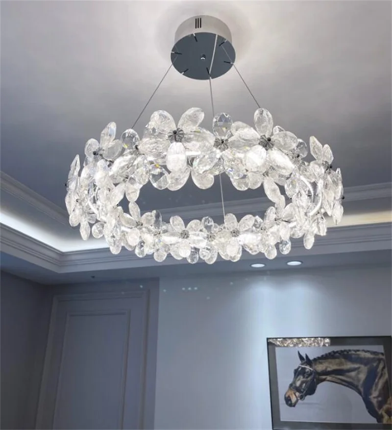 Новая хрустальная люстра теплый романтический цветок светильники для гостиной