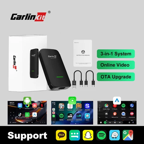 НОВЫЙ CarlinKit Android 12, Android Auto, беспроводной адаптер CarPlay, поддержка проводов CarPlay Netflix YouTube TikTok, Wi-Fi Ble