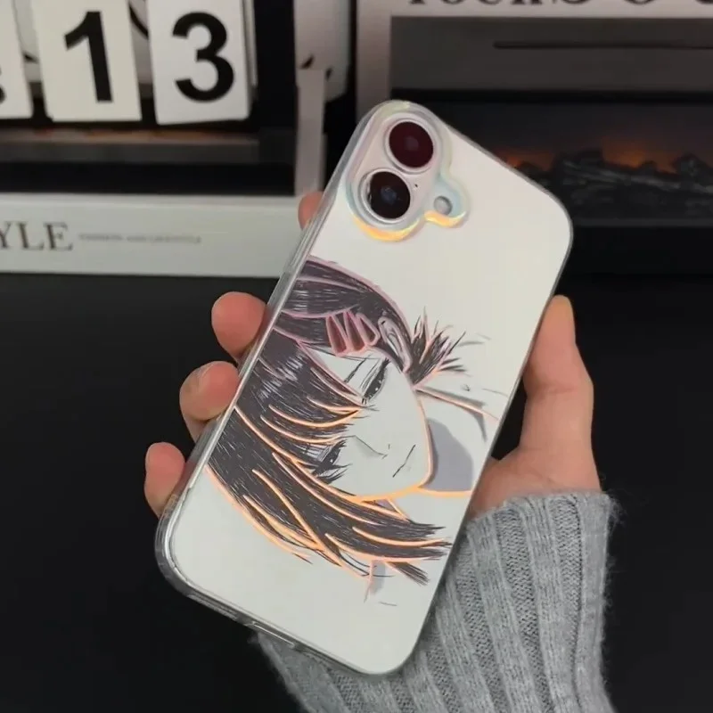 Фото Японский аниме-чехол с милой девушкой Хигашияма для iPhone 11 12 13 14 15 16 17 Pro Max Plus Air, чехол с лазерным эффектом «Человек-бензопила» и Аврора №2
