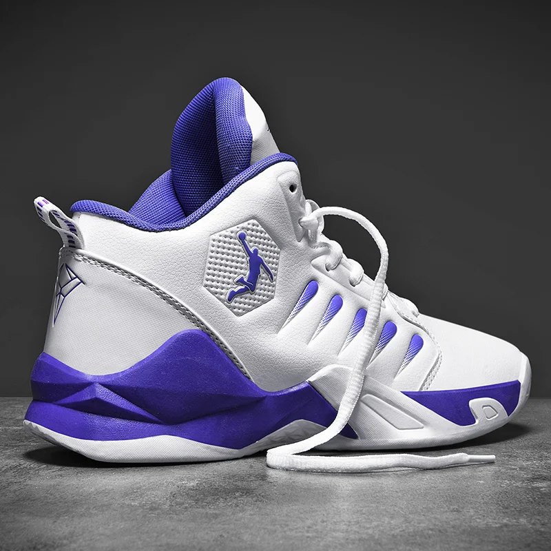 

Men's White Purple Shoes Basketball Breathable Cushioning Non-Slip Sports Shoes Gym Training Athletic Basketball Sneakers Women