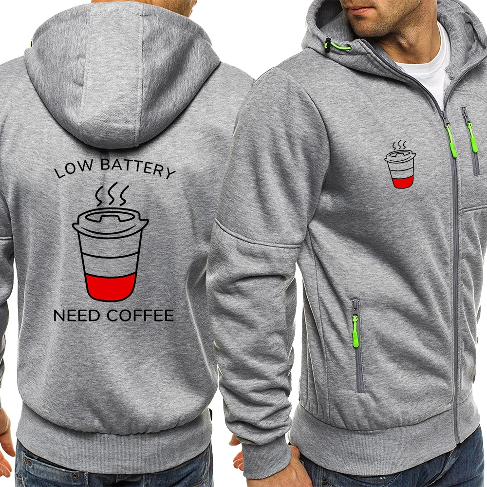 

Мужская кофейная толстовка с капюшоном и принтом, на молнии, с карманами