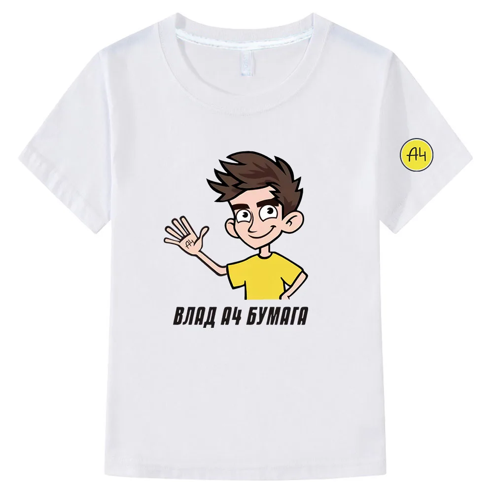 Children's 100% Cotton T Shirts Merch Vlad A4 Print Casual Family Clothing Set Boy's & Girl's Fashion Tops Short Sleeve T-Shirts